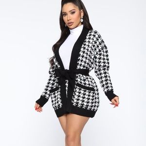 White and black cardigan